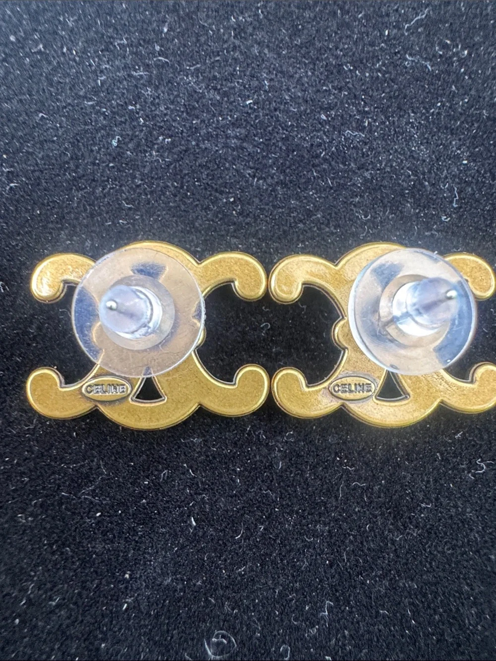 Earrings stud antique gold tone with crystals